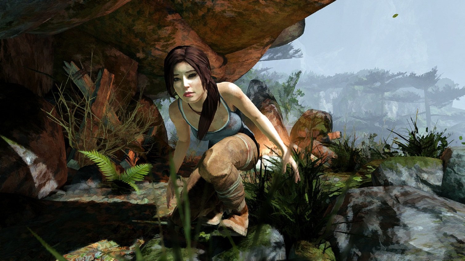 Tomb raider remastered starring lara croft. Realistic Video game.