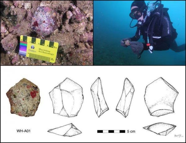 Некоторые артефакты, найденные на глубине от 2,4 до 14 метров; Фото: John McCarthy, Chelsea Wiseman
